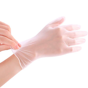 Gants jetables en vinyle pour le service alimentaire, longueur 24 cm, sans silicone, sans poudre, lisses, avec poignet froncé, personnalisables, stériles - Product Image 1