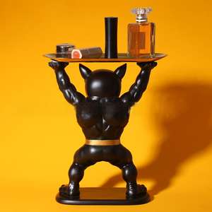 مفتاح بولدوغ إبداعي من الراتنج الأسود مع طراز الفن ديكو ديكور منزلي مبتكر مع ديكورات أنيقة - Product Image 4
