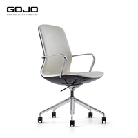 Silla Ejecutiva Moderna de Cuero PU Reclinable y Giratoria con Base de Aluminio y Espuma Moldeada, Silla de Oficina de Lujo con Respaldo Bajo