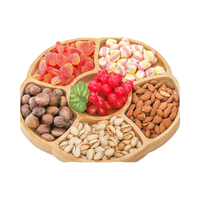 Plateau à apéritifs moderne en bambou de 12 pouces, rotatif à 360 degrés, jetable, à 6 compartiments, pour noix, fruits, légumes, chips, sauce, fête, plateau tournant pour apéritifs