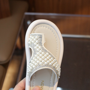 Chaussures d'été pour enfants au design adorable, chaussures de princesse <span class=keywords><strong>à</strong></span> semelle souple en perles, pantoufles plates pour bébé fille - Product Image 6