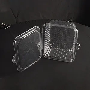 Plateau rectangulaire Transparent jetable en plastique PET bol à salade récipient d'emballage alimentaire