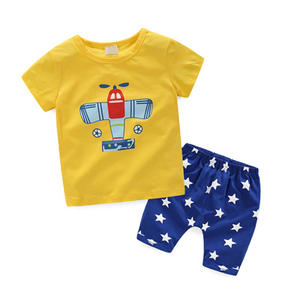 T-shirt imprimé de dessins animés et short pour enfants, tenues d'été en coton - Product Image 2