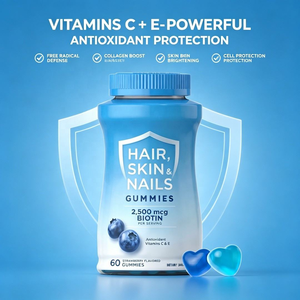 LUVVITA 2500mcg Biotine Gummies Éclat Cheveux Peau Ongles pour Adultes Vitamine C E Complément Croissance Capillaire - Product Image 1