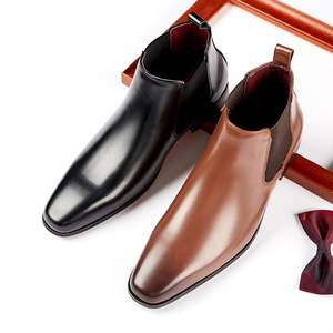ODM Zapatos de Hombre de Negocios de Cuero Genuino con Punta Cuadrada, Botas <span class=keywords><strong>Chelsea</strong></span> de Lujo para Hombre - Product Image 3