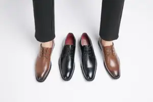 Giày da kinh doanh tối giản, trang phục nam giản dị, giày nam, giày ren, trang phục chuyên nghiệp, ngón chân nhọn