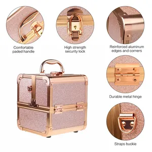 BOYA Mini <span class=keywords><strong>valigetta</strong></span> in alluminio <span class=keywords><strong>valigetta</strong></span> portautensili trucco astuccio cosmetico in alluminio beauty Case - Product Image 2