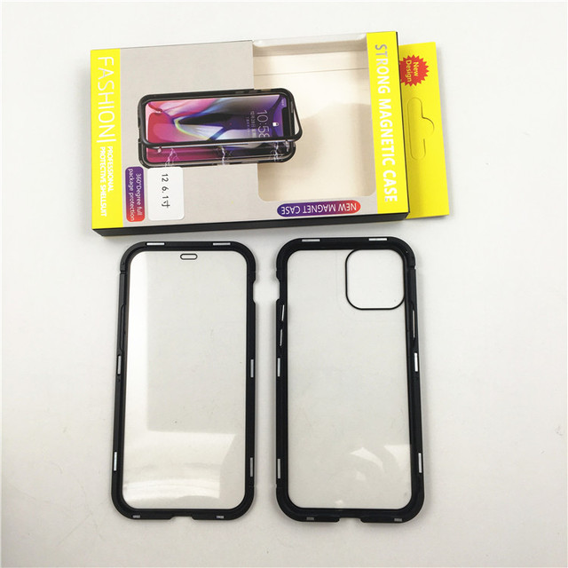 360 Full Magnetic Adsorption Metal Phone Case for iPhone 6 6s 8 7 Plus X Double Sided Glass Magnet Cover for iPhone 11/11 Promax