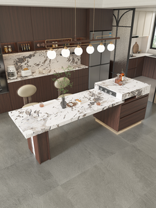 Meja Makan dapur rumah tangga dapat ditarik marmer bercahaya batu mewah alami, juga cocok untuk restoran. - Product Image 2