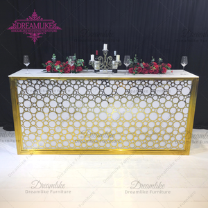 أثاث نادي الزفاف إطار معدني ذهبي مستطيلي أبيض ضوء أكريليك طاولة متنقلة قضبان الكوكتيلات led - Product Image 1