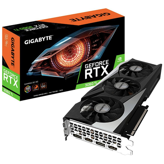 Used GIGABYTE GeForce RTX 3060 Ti GAMING OC 8G Graphics Card with 8GB GDDR6 256 Bit Memory for Desktop