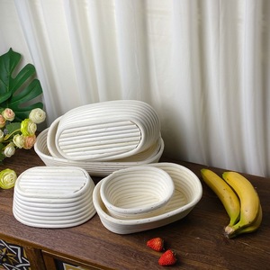 Panier à pain ovale en rotin avec doublure en lin, tissé à la main, pour la fermentation de la pâte au levain, outil de boulangerie <span class=keywords><strong>maison</strong></span> - Product Image 4