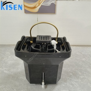 Bac à shampoing sans tuyauterie Kisen Salon, noir et blanc, portable, avec lumière LED, chauffe-eau et réservoir d'eau de 60L - Product Image 3