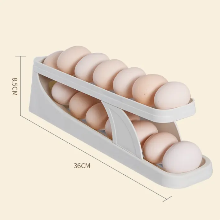Suporte deslizante para ovos de geladeira, dispensador automático de plástico para cozinha, caixa de armazenamento para ovos