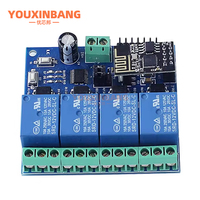 Módulo de Relé WiFi de 4 Canales 5V/12V ESP8266 para Controlador de Aplicaciones de Hogar Inteligente IOT, ESP01 Integrado