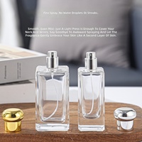 Botol Parfum Kaca Transparan Persegi Premium 50ml Grosir, Botol Kosong Semprot Tekan untuk Isi Ulang Kosmetik Wewangian Mewah