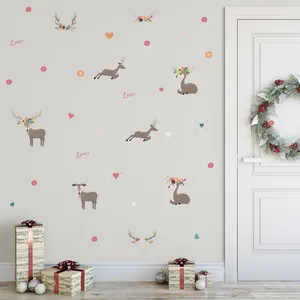 arte de pared pegatinas ventana Suppliers-Funlife-pegatinas de ventana de ciervo de Navidad, pegatina extraíble para escaparate, decoración de pared de puerta, arte