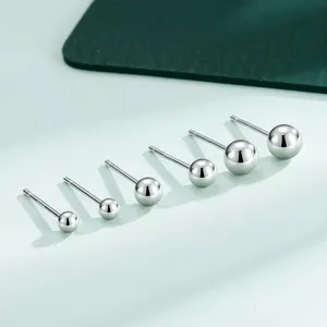 Mode 925 Sterling Silber Ball Classic Round Ball Ohr stecker Hypo allergene Ohr stecker Schmuck Set für Frauen Männer