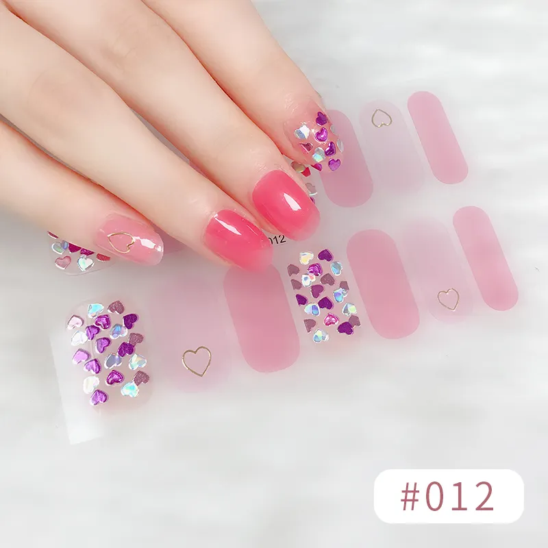 2024 3D Luxury Designer Brands Logo Shining Polish Flower Long Gel Nail Art Strip Stickers Nail Wrap Sticker