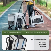 Poussette double étage détachable avec panier de transport amovible pour animaux, pliable, pour plusieurs animaux, chien, chat, chariot de voyage