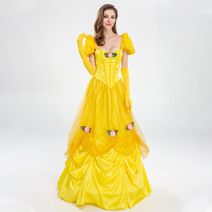 Robe de princesse La Belle et la Bête, Costume de cosplay pour adulte, robe de bal jaune, tenue de scène pour femmes - Product Image 3