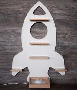 Fusée en bois personnalisée décoration de chambre d'enfant boîte à musique Tonie Toniebox étagère Regal - Product Image 2