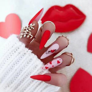 Tender Love French Manicure 24 Set para niñas Uñas portátiles <span class=keywords><strong>de</strong></span> Punta larga para el día <span class=keywords><strong>de</strong></span> San Valentín Vacaciones para aplicación <span class=keywords><strong>de</strong></span> dedos - Product Image 3