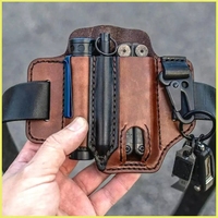Ensemble d'outils EDC multifonctionnels antivol vintage, portable, pour la survie en plein air, sac de ceinture suspendu, rangement pour le camping, respectueux de l'environnement