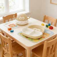 Assiette bébé en silicone détachable 2-en-1 avec forte ventouse, ensemble de vaisselle modulaire divisé pour la diversification alimentaire et les enfants d'âge préscolaire
