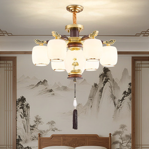 EYPHI Chinese Style Pendant <b>Light</b> Solid Wood 15-30 Sqm Home Use Bedroom Living Room <b>Ceiling</b> Lamp - Product Image 1