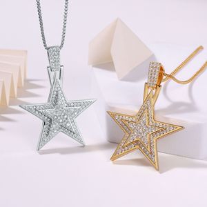 Collier pendentif étoile à cinq branches en argent sterling 925 entièrement pavé de moissanite, style Hip <span class=keywords><strong>Hop</strong></span>, bijoux très prisés pour les cadeaux quotidiens et les fêtes - Product Image 3