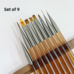 Lot de 9 pinceaux à ongles pour liner, dessin floral et peinture, avec logo personnalisé, pour DIY, nail art, salon de manucure, kit de pinceaux de peinture en gros - Product Image 3