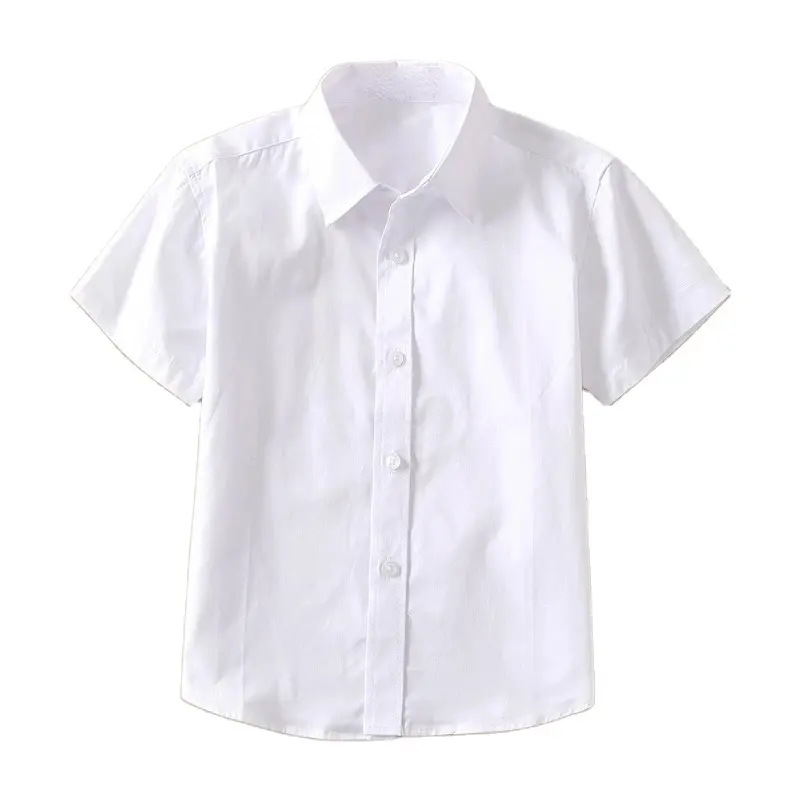 Kemeja Putih Anak-anak untuk Anak Perempuan Seragam Sekolah Blus untuk Anak Laki-laki Lengan Pendek Pakaian Katun Anak-anak