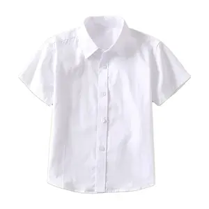 Kids White Shirts for Girls School Uniform Blouses for Boy Short Sleeve Cotton Children Clothes