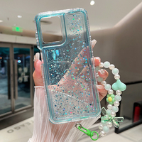 Pabrik langsung menjual 3 in 1 tpu pc gradien sparkle cocok untuk Gadis dengan rantai casing Untuk Honor X7B X8B X9B
