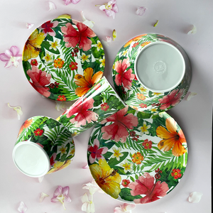 Bestwares الصيف نمط زهرة استوائية يوصي وعاء تقديم البلاستيك كوب أواني الطعام الميلامين - Product Image 2