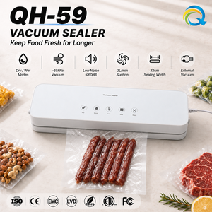 QH-59 Scelleuse sous vide électrique automatique avec écran tactile et panneau en verre trempé, pompe puissante pour usage domestique - Product Image 1