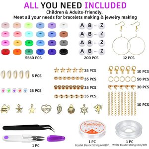 Diy Jewelry Making <b>Kit</b> 6000pcs Colorful Beads With Tools For Kids Craft Supplies Polymer Clay Beading Set - Product Image 2