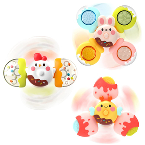 3pcs Hochets en silicone souple <span class=keywords><strong>pour</strong></span> bébé, chaise de salle à manger Sensory Fidget Bath Rotation Candy Suction Cup Spinner Toy for <span class=keywords><strong>1</strong></span> 2 Year Old - Product Image 5