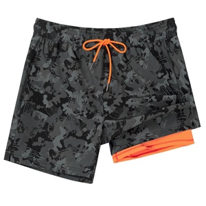 Custom Athletic Workout Swimming Shorts for Men With Compression Liner 2 in 1 Quick Dry Board Shorts Street Style