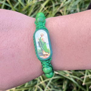 Cuentas acrílicas hechas a mano, para regalo y rezos, pulseras <span class=keywords><strong>de</strong></span> madera tejida a mano <span class=keywords><strong>de</strong></span> San Judas y Virgen María, <span class=keywords><strong>lectura</strong></span> <span class=keywords><strong>de</strong></span> ancianos, Jesús - Product Image 6