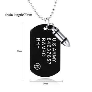 <span class=keywords><strong>Collar</strong></span> de Bala Nuevo <span class=keywords><strong>Collar</strong></span> con Placas de Identificación Cadena de Bolas Cadenas de Hip Hop Geniales Placas de Identificación de Metal para Hombre Regalos - Product Image 2