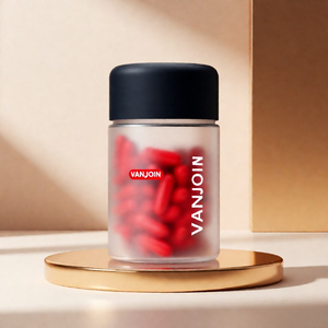 Botella Premium en Forma de Cápsula de 200 ml, Envase Redondo Esmerilado para Cápsulas, Botella para <span class=keywords><strong>Pastillas</strong></span>, Botellas Vacías Personalizadas para Suplementos Negros con Caja - Product Image 1