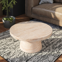 2025 vente chaude Faux travertin Table basse Table d'extrémité ronde pour salon extérieur