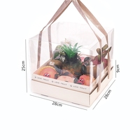 Vente en gros de boîte-cadeau de fleur de fruit carrée ondulée vide portable avec couvercle transparent