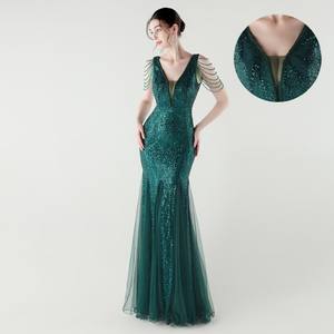 33337 # Nuovo Abito da <span class=keywords><strong>Sera</strong></span> 2025 con Scollo a V, Spalle Scoperte, Perline, Tessuto Sottile, Stile Swing, Lussuoso, Aderente con Paillettes - Product Image 1