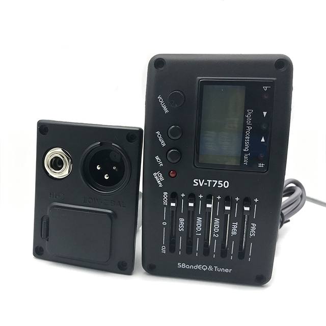 SurpaassMusic SV-T750 5-Band EQ Acoustic Guitar Pickup LCD Tuner Piezo Preamp for Folk Classical Guitar