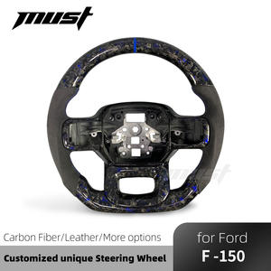 Volant en fibre de carbone forgé bleu foncé personnalisé avec poignées en microfibre pour <span class=keywords><strong>Ford</strong></span> <span class=keywords><strong>F</strong></span>-<span class=keywords><strong>150</strong></span> Raptor Shelby XL <span class=keywords><strong>XLT</strong></span> 2021-2025 - Product Image 2
