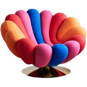 Poltrona Girevole a Ventaglio in Velluto con Bordo Ondulato, <span class=keywords><strong>Design</strong></span> a Petalo Multicolore, Base in Metallo Dorato, Arredamento per <span class=keywords><strong>Soggiorno</strong></span>, Poltrona, Fauteuil - Product Image 6