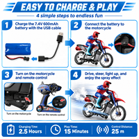 Moto de course RC à pulvérisation de brume, jouet électrique 2.4G, moto télécommandée à l'échelle 1:10 avec corps en plastique et chargeur